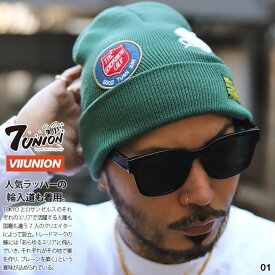 7union ニットキャップ ニット帽 ビーニー 帽子 メンズ 春夏秋冬用 緑/黒 大きいサイズ セブンユニオン ワッチキャップ ワッチ ニットワッチ 刺繍 ワッペン パッチ 深め ブランドロゴ 総柄 b系 ヒップホップ ファッション ストリート系 ハイ ブランド 2024 新作 NGY-304