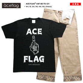 ACE FLAG 上下セット 半袖 ブランド Tシャツ チノパン ロングパンツ セットアップ メンズ 春夏用 黒 大きいサイズ エースフラッグ 中指 b系 ヒップホップ ファッション ストリート系 ハイ 新作 AF-SE-TS-121