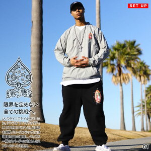 ACE FLAG 上下セット 長袖 メンズ グレー/黒 大きいサイズ エースフラッグ セットアップ ブルゾン ピステ ナイロン アウター 上下 マリア 聖母マリア ロゴ ビッグシルエット b系 ヒップホップ