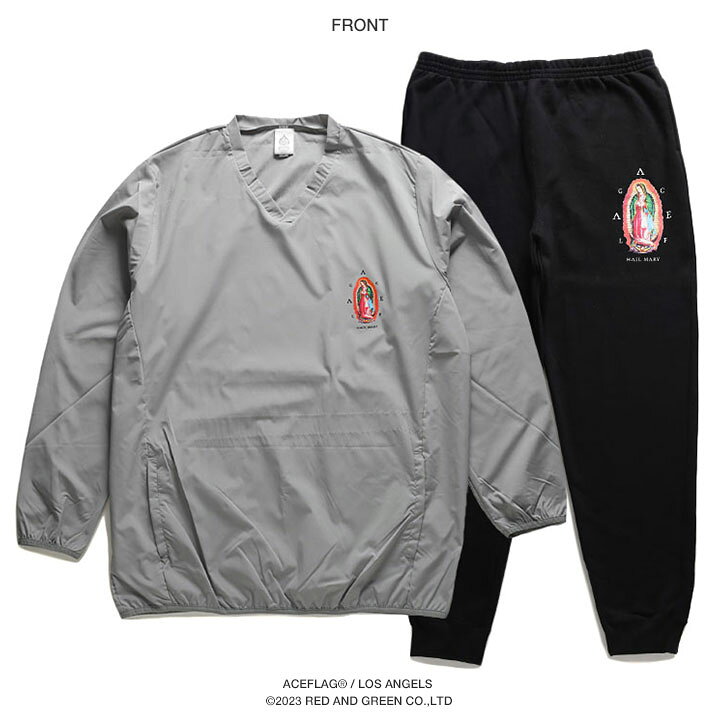 楽天市場】ACE FLAG 上下セット 長袖 メンズ グレー/黒 大きいサイズ 