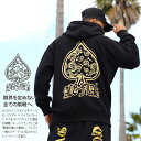 ACE FLAG パーカー ブランド フーディ 長袖 スウェット 裏パイル メンズ 黒 白 大きいサイズ エースフラッグ フードパーカー トップス ペイズリー柄 スペード ビッグシルエット b系 ヒップホップ ファッション ストリート系 服 AF-TL-PA-041