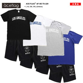 【43%OFF】ACE FLAG 上下セット 半袖 ブランド Tシャツ ハーフパンツ メンズ 春夏用 全4色 大きいサイズ エースフラッグ セットアップ Los Angeles ロサンゼルス カリフォルニア ビッグシルエット b系 ヒップホップ ファッション ダンス ストリート系 ハイ AF-SE-TS-229