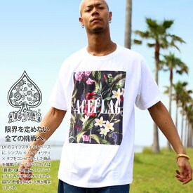 ACEFLAG Tシャツ 半袖 メンズ レディース 春夏用 白 黒 大きいサイズ ビッグシルエット おしゃれ エースフラッグ 花柄 アロハ柄 b系 ヒップホップ ストリート系 ハイ ブランド 服 ダンス AF-TS-TS-040