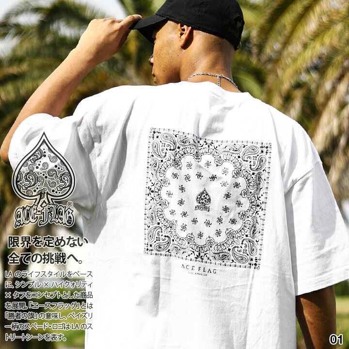 楽天市場 Ace Flag Tシャツ 半袖 メンズ レディース 春夏用 白 黒 ホワイト ブラック 大きいサイズ エースフラッグ おしゃれ かっこいい ペイズリー柄 バンダナ柄 ロゴ ボックスロゴ B系 ヒップホップ ファッション ダンス ストリート系 ブランド 服 新作 Af Ts Ts 048