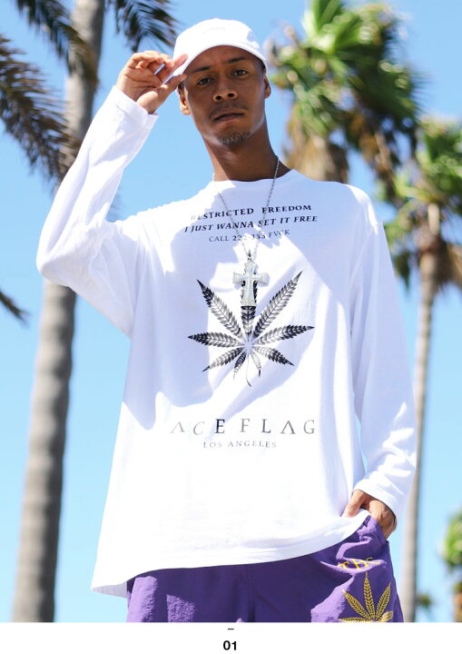 楽天市場】【50%OFF】 ACEFLAG ロンT ストリート メンズ レディース 白 