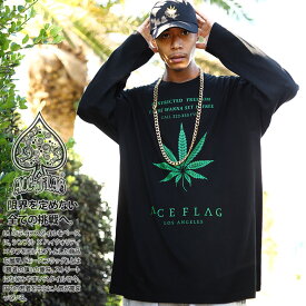 ACEFLAG ロンT メンズ 春秋冬用 全4種 大きいサイズ エースフラッグ Tシャツ 長袖 派手 HEMP 麻 大麻 マリファナ ヘンプ ロゴ チカーノ ローライダー b系 ヒップホップ ファッション ダンス ストリート系 ブランド 服 AF-TL-LT-018