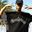 ACEFLAG Tシャツ 半袖 メンズ 春夏用 黒 大きいサイズ エースフラッグ おしゃれ シンプル ビッグシルエット Compton コンプトン ロゴ b系 ヒップホップ ファッション ストリート系 ハイ ブランド 服 新作 AF-TS-TS-057