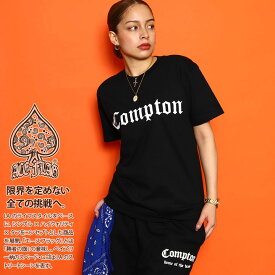 ACEFLAG Tシャツ 半袖 レディース 白 黒 大きいサイズ ビッグシルエット エースフラッグ かわいい キュート Compton コンプトン ロゴ b系 ヒップホップ ファッション ダンス ストリート系 AF-TS-TS-029