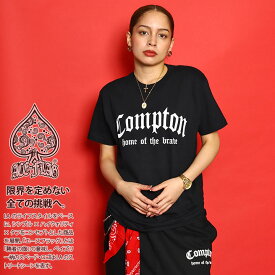 ACEFLAG Tシャツ 半袖 レディース 白 黒 大きいサイズ ビッグシルエット エースフラッグ かわいい キュート Compton コンプトン ロゴ b系 ヒップホップ ファッション ダンス ストリート系 ブランド 服 AF-TS-TS-030