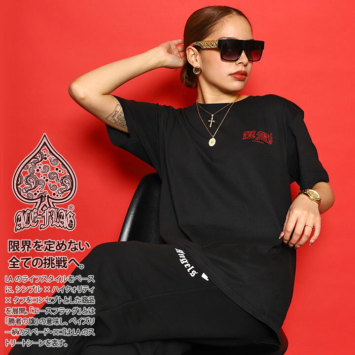 楽天市場】ACEFLAG Tシャツ 半袖 レディース 白 黒 大きいサイズ 