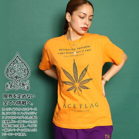 ACEFLAG Tシャツ 半袖 レディース 全4色 大きいサイズ エースフラッグ かわいい キュート シンプル 大麻 マリファナ ヘンプ ロゴ チカーノ ローライダー ファッション ダンス ストリート系 ブランド 服 AF-TS-TS-053