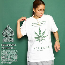 ACEFLAG Tシャツ 半袖 レディース 全4色 大きいサイズ エースフラッグ かわいい キュート シンプル 大麻 マリファナ ヘンプ ロゴ チカーノ ファッション ダンス ストリート系 ブランド 服 新作 AF-TS-TS-054