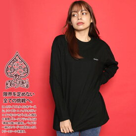 ACEFLAG ロンT ストリート レディース 春秋冬用 白 黒 大きいサイズ エースフラッグ Tシャツ 長袖 かわいい キュート Compton コンプトン ミニロゴ 刺繍 ファッション ダンス ストリート系 ハイ ブランド 服 AF-TL-LT-015