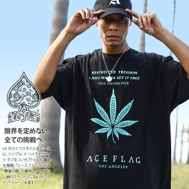 ACEFLAG Tシャツ 半袖 メンズ 黒 大きいサイズ エースフラッグ ミントグリーン ミント ブルー オーバーサイズ 大麻 マリファナ ヘンプ b系 ヒップホップ ファッション ストリート系 ハイ ブランド 服 AF-TS-TS-018