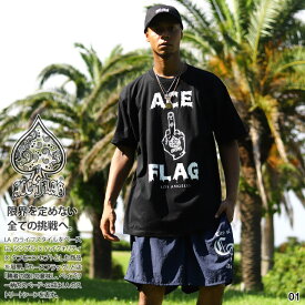 ACE FLAG 上下セット 半袖 ブランド Tシャツ ハーフパンツ メンズ 全2色 大きいサイズ エースフラッグ セットアップ ビッグシルエット 中指 ファックサイン ペイズリー b系 ストリート系 ハイ 夏 新作 AF-SE-TS-103