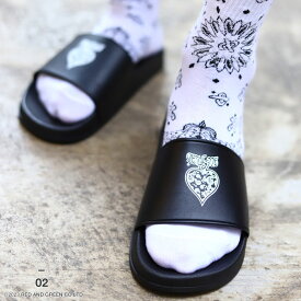 ACEFLAG スポーツサンダル メンズ レディース 黒 大きいサイズ エースフラッグ シャワーサンダル 厚底 ビーサン ビーチサンダル ペイズリー柄 ロゴ b系 ヒップホップ ファッション ダンス ストリート系 AF-FW-SS-001