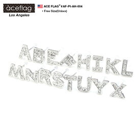 ピアス ラインストーン アルファベット イニシャル 文字 英字 ACEFLAG LAセレブ風 AF-PI-AH-004 メタルポスト 1PCS(片耳)売り カジュアル シルバーカラー シンプル キラキラ ブリンブリン B系 アクセサリー 男女兼用