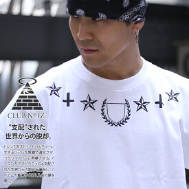 CLUB NO1Z Tシャツ 半袖 メンズ レディース 春夏用 白 黒 大きいサイズ ビッグシルエット クラブノイズ おしゃれ 星 逆さ十字 b系 ヒップホップ ストリート系 ファッション ハイ ブランド 服 ダンス CN-TS-TS-009