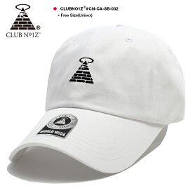 CLUB NO1Z キャップ 白 クラブノイズ 帽子 cap ローキャップ 浅め ベースボールキャップ おしゃれ シンプル ワンポイント ピラミッド ロゴ 刺繍 b系 ヒップホップ ファッション ブランド CN-CA-SB-032