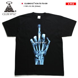 CLUB NO1Z Tシャツ 半袖 メンズ レディース 春夏用 黒 大きいサイズ ビッグシルエット クラブノイズ レントゲン ファック サイン 中指 ロゴ b系 ヒップホップ HIPHOP ストリート系 ファッション ハイ 服 CN-TS-TS-039