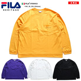 FILA heritage ロンT ストリート メンズ レディース 春秋冬用 全4色 大きいサイズ ビッグシルエット フィラ ヘリテージ Tシャツ 長袖 ポケット付き ボックスロゴ スポーツ ダンス b系 HIPHOP ストリート系 ハイ ブランド 服 新作 FM9953