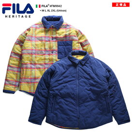 FILA heritage アウター 冬 長袖 メンズ レディース 春秋冬用 ゴールド 大きいサイズ フィラ ヘリテージ シャツジャケット キルティングジャケット 中綿 ジャケット おしゃれ リバーシブル チェック柄 b系 ヒップホップ ダンス ハイ ブランドFM9942