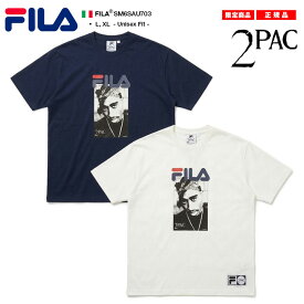 FILA × 2PAC 2パック Tシャツ 半袖 メンズ 春夏用 紺 白 大きいサイズ 限定 コラボ 公式 フィラ シンプル バンダナ ペイズリー柄 HIPHOP bボーイ 西海岸系 ビッグシルエット b系 ヒップホップ ファッション スポーツ ストリート系 ブランド 服 2026春夏 新作 SM6SAU703