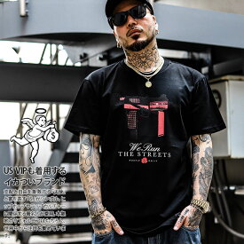 HASTA MUERTE Tシャツ 半袖 メンズ 黒 大きいサイズ オーバーサイズ ハスタ ムエルテ おしゃれ We Run the Streets スラング ギャング UZI ウージー 銃 b系 ヒップホップ ファッション ハイ ブランド 服 ストリート系 HT004