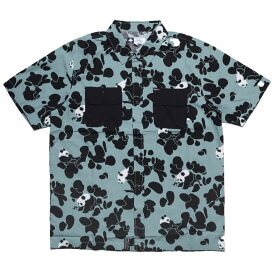 LRG 半袖シャツ メンズ 春夏用 緑 大きいサイズ エルアールジー 柄シャツ アロハシャツ おしゃれ 総柄 大人 パンダ イラスト 動物 迷彩柄 カモフラ カモフラージュ ビッグシルエット b系 ヒップホップ ファッション ストリート系 ハイ ブランド 服 2025春夏 新作 L3MRMSBXX
