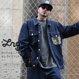 LRG アウター 長袖 Gジャン デニムジャケット ブルゾン メンズ 春秋冬用 インディゴダークブルー 大きいサイズ エルアールジー ジージャン 切り替え グラフィック ビッグシルエット b系 ヒップホップ ファッション ストリート系 ハイ ブランド 服 2025秋冬 新作 L3WVMJDXX