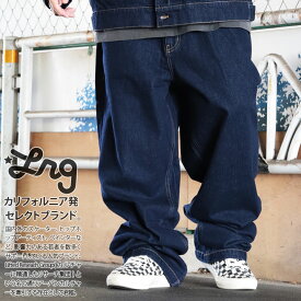 LRG デニム ジーンズ メンズ 春夏秋冬用 インディゴダークブルー 大きいサイズ エルアールジー ジーパン Gパン 太め バギー パンツ 派手 総柄 ビッグシルエット ワイドシルエット 極太 b系 ヒップホップ ファッション ストリート系 ハイ ブランド 2025秋冬 新作 L3WWMBMXX