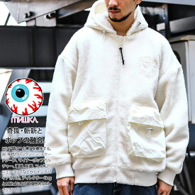 MISHKA アウター フーディ パーカー 長袖 フリースパーカー ボア ブルゾン フリース 起毛 ボアフリース ジャケット メンズ 白 黒 大きいサイズ ミシカ 防寒着 ヘヴィーアウター おしゃれ b系 ヒップホップ ファッション ロック ストリート系 M61000614