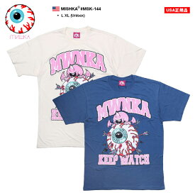 MISHKA Tシャツ 半袖 メンズ 春夏用 白 青 大きいサイズ ミシカ おしゃれ かっこいい 派手 総柄 KEEPWATCH キープウォッチ キャラクター オーバーサイズ ビッグシルエット b系 ヒップホップ ファッション ロック バンド ストリート系 ハイ 2025春夏 新作 MSK-144