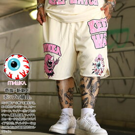 MISHKA ハーフパンツ バスパン 半ズボン 短パン メンズ 春夏用 白 青 大きいサイズ ミシカ ジャージ トラックパンツ ショートパンツ CYCO SIMON サイコサイモン スカル 刺繍 b系 ヒップホップ ファッション ロック バンド ストリート系 ハイ ブランド 2025春夏 新作 MSK-145