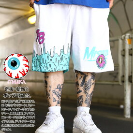 MISHKA ハーフパンツ スウェット 裏起毛 半ズボン 短パン メンズ 春夏用 白 大きいサイズ ミシカ ショートパンツ 派手 総柄 KEEPWATCH キープウォッチ キャラクター ビッグシルエット b系 ヒップホップ ファッション ストリート系 ハイ ブランド 2025春夏 新作 MSK-141