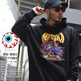 MISHKA パーカー ブランド スケボー フーディ 長袖 スウェット メンズ 黒 大きいサイズ ミシカ フードパーカー トップス 袖ロゴ スカル 爆弾 ボム オーバーサイズ b系 ヒップホップ ロック バンド ストリート系 ハイ 服 新作 MIGHO-01