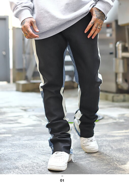 楽天市場】mnml デニム ジーンズ レザーパンツ メンズ 黒 ミニマル  