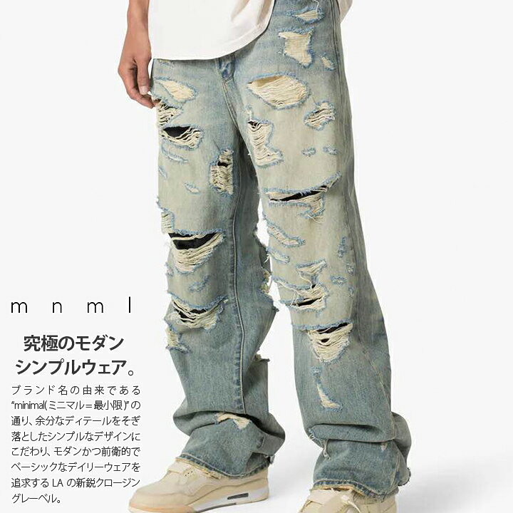 楽天市場】mnml デニム ジーンズ バギーパンツ 無地 シンプル メンズ 