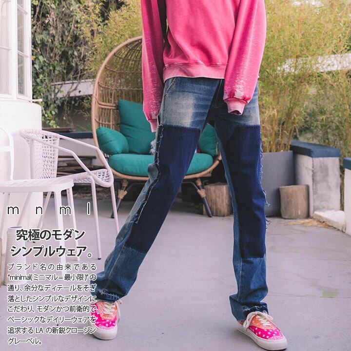 楽天市場】mnml デニム ジーンズ メンズ 春夏秋冬用 インディゴ/黒  