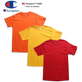 Champion USA Tシャツ 半袖 メンズ レディース 春夏用 オレンジ/ゴールド/赤 S-XL ビッグTシャツ 大きいサイズ チャンピオン USAモデル アメリカ規格 ロゴ スポーツ ストリート系 ファッション ブランド 服 かっこいい おしゃれ ビッグシルエット T4250