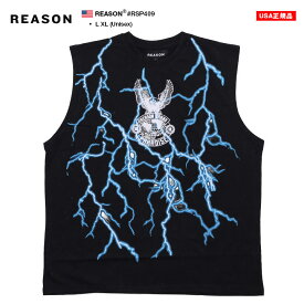 REASON Tシャツ ノースリーブ 袖なし メンズ 黒 大きいサイズ リーズン 派手 総柄 雷 イーグル 黒シブ 渋黒 ピグメント タンクトップ オーバーサイズ ビッグシルエット b系 ヒップホップ ファッション ストリート系 ハイ ブランド 服 2025春夏 RSP409