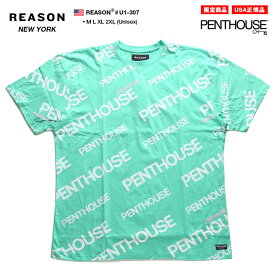 REASON × Penthouse 公式 Tシャツ 半袖 メンズ レディース 春夏用 ミント 大きいサイズ ビッグシルエット リーズン ペントハウス 限定コラボ おしゃれ かっこいい イギリス雑誌 モノグラム 総柄 B系 ヒップホップ ストリート系 ファッション ハイ U1-307