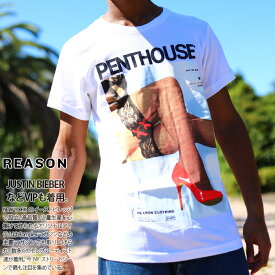 REASON × Penthouse 公式 Tシャツ 半袖 メンズ レディース 春夏用 白 黒 リーズン ペントハウス 限定コラボ イギリス雑誌 ガーターベルト ボックスロゴ アメカジ セレブ B系 ヒップホップ ストリート系 ハイ U1-308