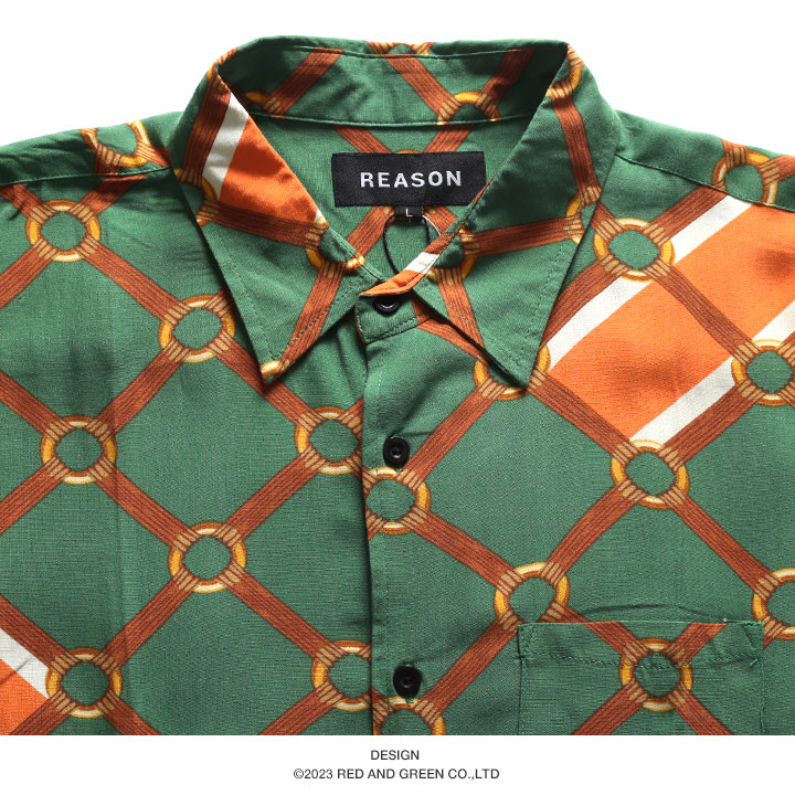 楽天市場】REASON 半袖シャツ メンズ 緑 大きいサイズ リーズン シャツ