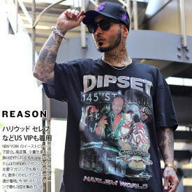 REASON × Dipset Tシャツ 半袖 メンズ 春夏用 黒 大きいサイズ ディプセット The Diplomats ディプロマッツ 限定 コラボ 公式グッズ リーズン シンプル オーバーサイズ ビッグシルエット b系 ヒップホップ ファッション ストリート系 ハイ ブランド 服 2024春夏 新作 DIP19