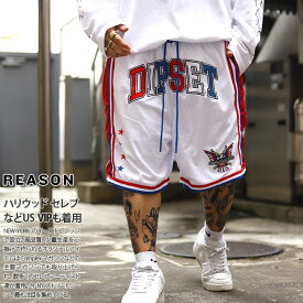 REASON × Dipset 限定 コラボ ハーフパンツ バスパン 半ズボン 短パン メンズ 春夏用 白 大きいサイズ ディプセット The Diplomats ディプロマッツ 公式 リーズン ライン イーグルロゴ b系 ヒップホップ ファッション ストリート系 ハイ ブランド 2024春夏 新作 DIP03