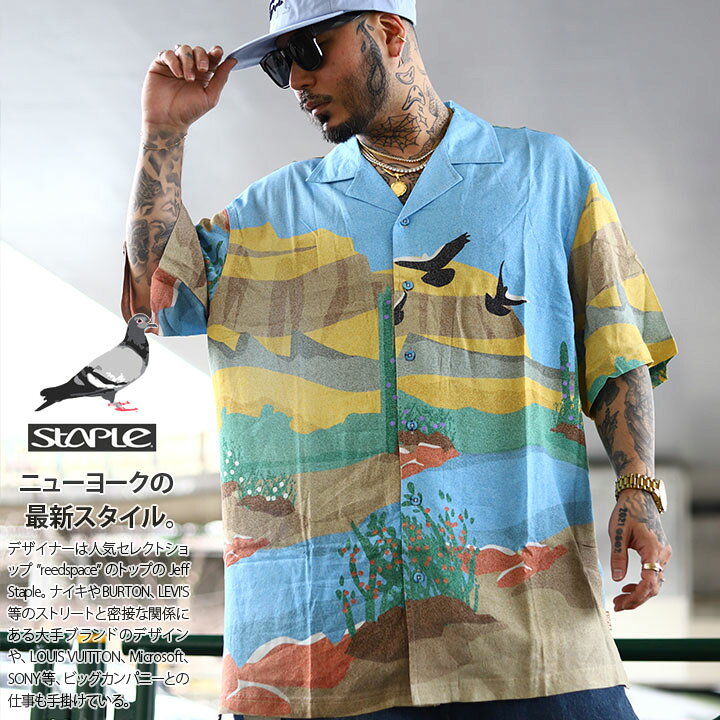 楽天市場】ラスト1点【45%OFF】STAPLE 半袖シャツ メンズ 青 リーズン 