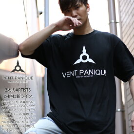 VENT PANIQUE Tシャツ 半袖 黒 ブラック 大きいサイズ ビッグシルエット ベントパニクー おしゃれ 手裏剣 ロゴ 定番ロゴ シンプル ワンポイント ダンス b系 ヒップホップ HIPHOP ストリート系 VP-TS-TS-001