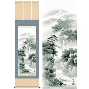 蒼山憧憬/そうざんどうけい 尺三 幅44.5×高さ約164cm 長江桂舟/ながえけいしゅう 年中飾り 山水画 水墨山水 掛け軸 掛軸