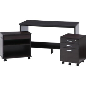 デスク3点セット BR ブラウン 組立品【代引不可】[21]
